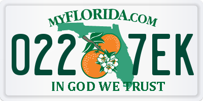 FL license plate 0227EK