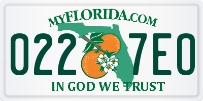 FL license plate 0227EO