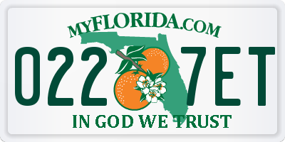 FL license plate 0227ET
