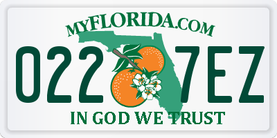FL license plate 0227EZ