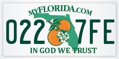 FL license plate 0227FE