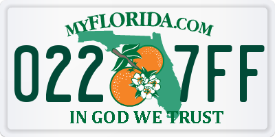 FL license plate 0227FF