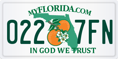 FL license plate 0227FN
