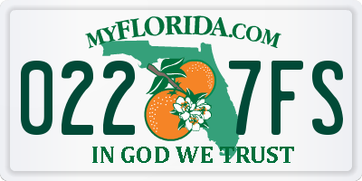 FL license plate 0227FS