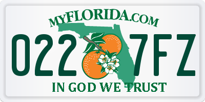 FL license plate 0227FZ