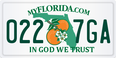 FL license plate 0227GA