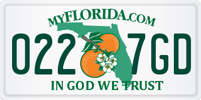 FL license plate 0227GD
