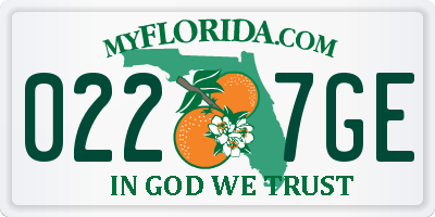 FL license plate 0227GE
