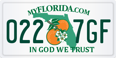 FL license plate 0227GF