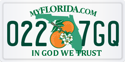 FL license plate 0227GQ