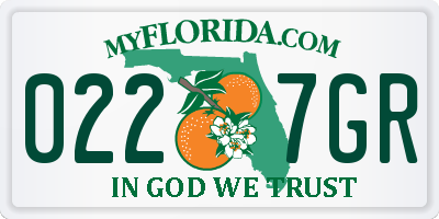 FL license plate 0227GR