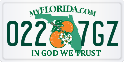 FL license plate 0227GZ