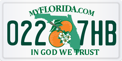 FL license plate 0227HB