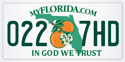 FL license plate 0227HD