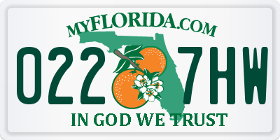 FL license plate 0227HW