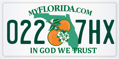 FL license plate 0227HX