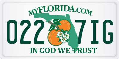 FL license plate 0227IG