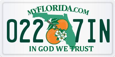 FL license plate 0227IN