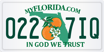 FL license plate 0227IQ