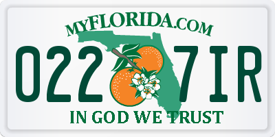 FL license plate 0227IR