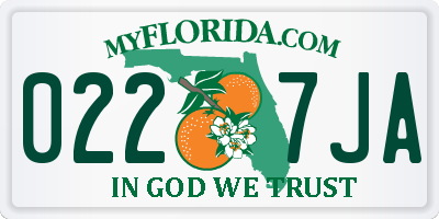 FL license plate 0227JA