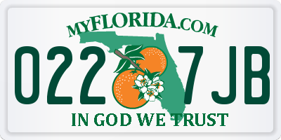FL license plate 0227JB