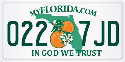 FL license plate 0227JD