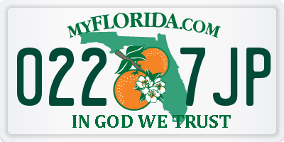 FL license plate 0227JP