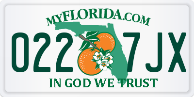 FL license plate 0227JX