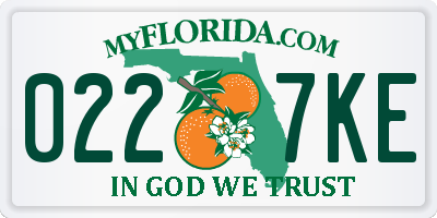 FL license plate 0227KE
