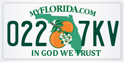 FL license plate 0227KV