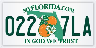 FL license plate 0227LA
