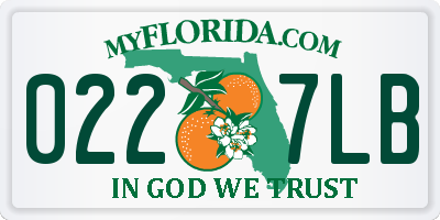 FL license plate 0227LB