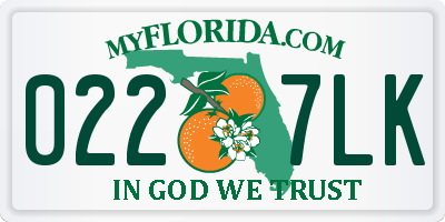 FL license plate 0227LK