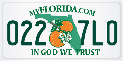 FL license plate 0227LO