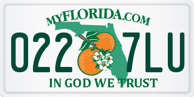FL license plate 0227LU