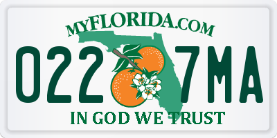 FL license plate 0227MA
