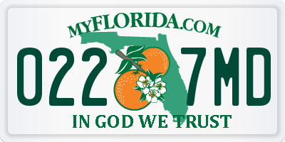 FL license plate 0227MD