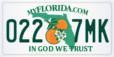 FL license plate 0227MK