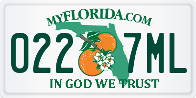 FL license plate 0227ML