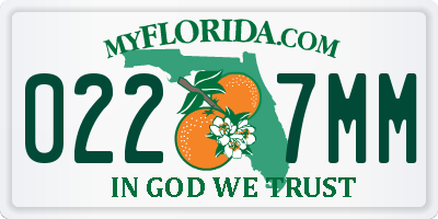 FL license plate 0227MM