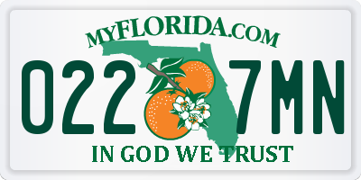 FL license plate 0227MN