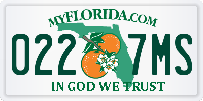 FL license plate 0227MS