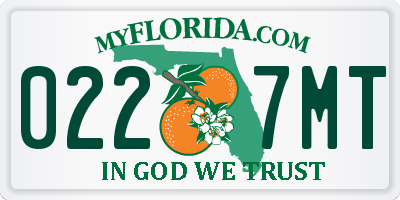 FL license plate 0227MT