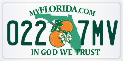 FL license plate 0227MV