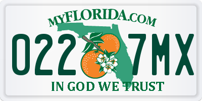 FL license plate 0227MX