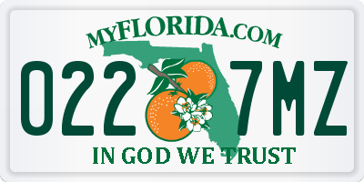 FL license plate 0227MZ