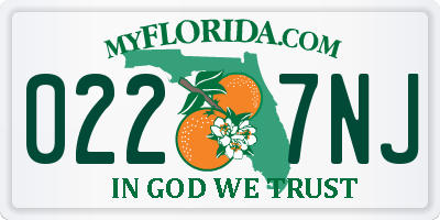 FL license plate 0227NJ