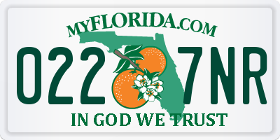 FL license plate 0227NR