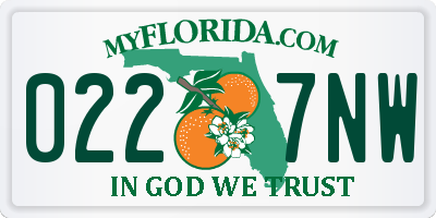 FL license plate 0227NW